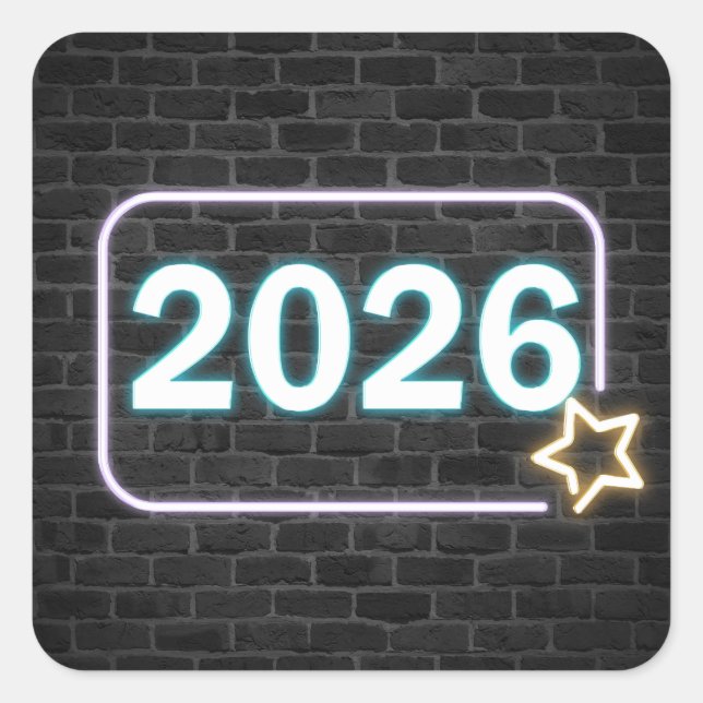 Graduation 2026 Neon Sign On Brick Square Sticker (Front)