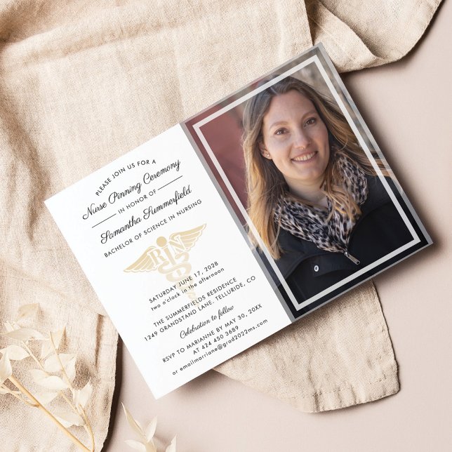 Graduation 2026 Nurse Pinning Ceremony Photo Invitation (Nurse Pinning Ceremony Graduation Party Photo Invitation)
