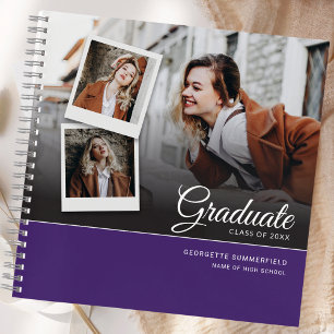 Graduation 2026 Party Grad Purple Photo Guest Notebook
