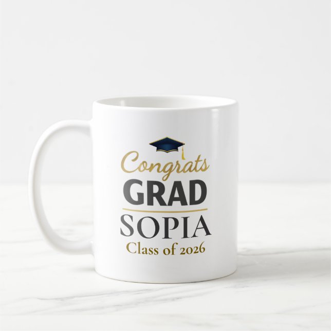 Graduation 2026 Personalized Congrats Grad Coffee Mug (Left)