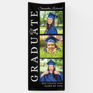 Graduation 2026 Photo Collage Black and White Grad Banner