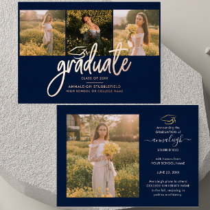 Graduation 2026 Photo Collage Grad Rose Gold