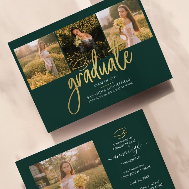Graduation 2026 Photo Collage Script Green Announcement (Creator Uploaded)