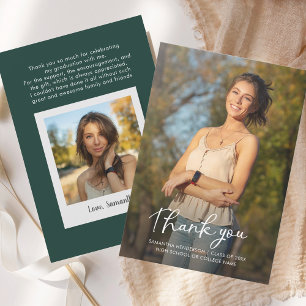 Graduation 2026 Photo Grad Modern Thank You Card