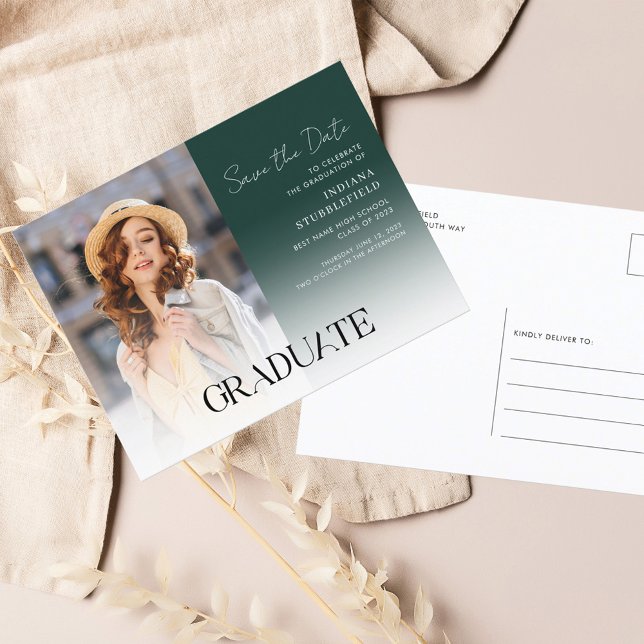 Graduation 2026 Photo Script Save the Date Announcement Postcard (Graduation Save the Date Photo Announcement Postcard)