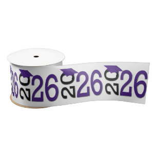 Graduation 2026 Purple and Black Satin Ribbon