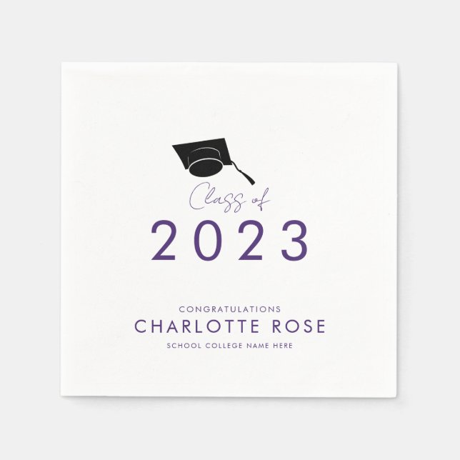 Graduation 2026 Purple Script Party Paper Napkin (Front)