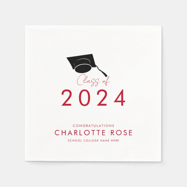 Graduation 2026 Red Script Party Paper Napkin (Front)