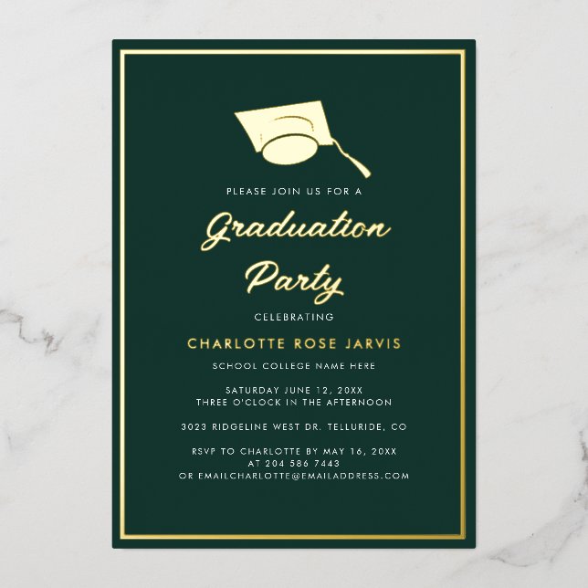 Graduation 2026 Script Green Photo Party Gold (Front)