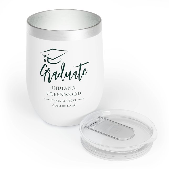 Graduation 2026 Script Personalised Grad Green (Graduation 2025 Script Personalized Grad Green Thermal Wine Tumbler)