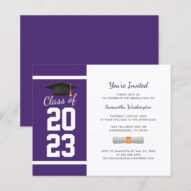 Graduation 2026 Simple Grad Party Invitation (Front/Back)