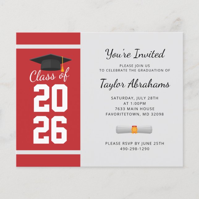 Graduation 2026 Simple Grad Party Invitation (Front)