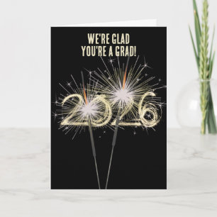 Graduation 2026 Sparklers On Black Card