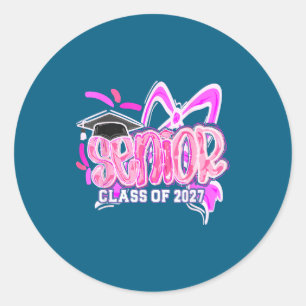 Graduation 2027 Senior 2027 Cl Of 2027 Coquette Nk Classic Round Sticker
