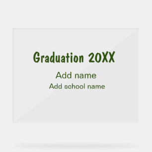 Graduation 20XX add year name school green modern Acrylic Sign