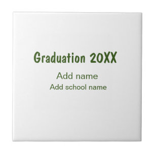 Graduation 20XX add year name school green modern Ceramic Tile