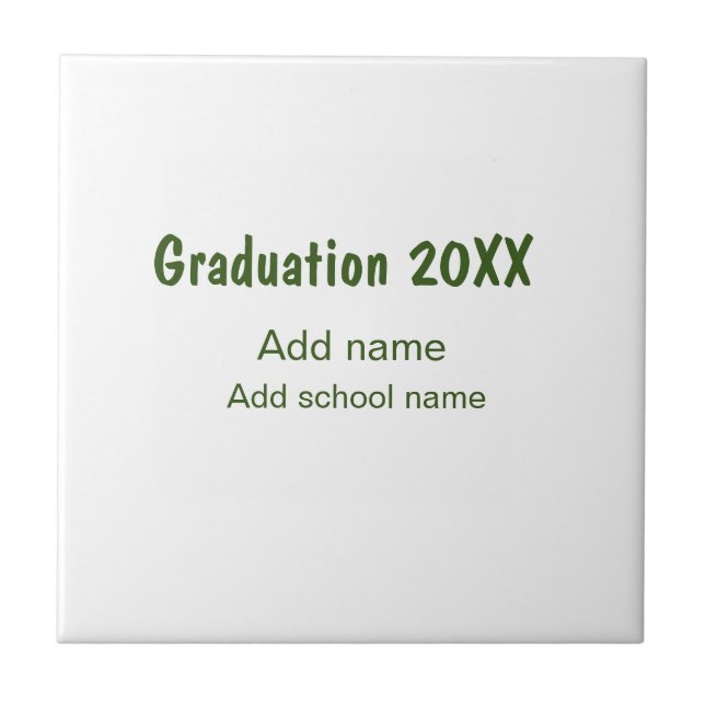 Graduation 20XX add year name school green modern  Ceramic Tile (Front)