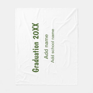 Graduation 20XX add year name school green modern Fleece Blanket