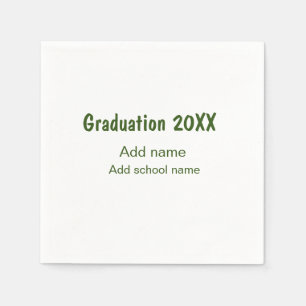 Graduation 20XX add year name school green modern Napkin