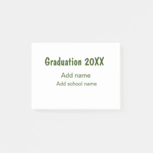 Graduation 20XX add year name school green modern Post-it Notes