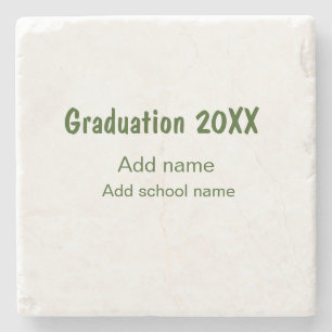 Graduation 20XX add year name school green modern  Stone Coaster