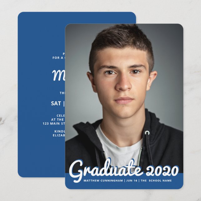 Graduation 20XX | Modern Custom Photo Invitation (Front/Back)