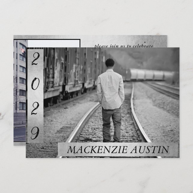 Graduation 2 Photo | Black and White Keepsake Invitation (Front/Back)