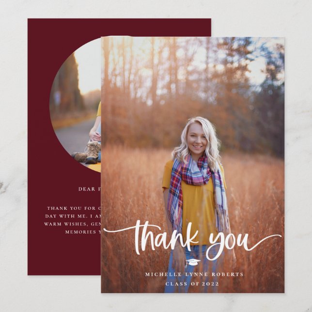 Graduation 2 Photo Thank You Card (Front/Back)
