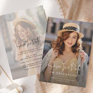 Graduation 2 Photos Save the Date Party Announcement