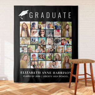 Graduation 30 Photos Black Photo Booth Backdrop Tapestry