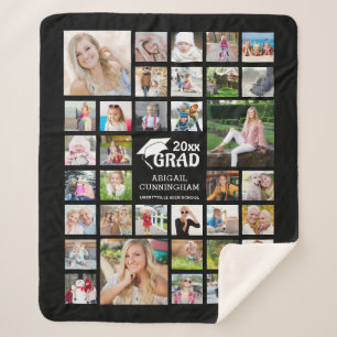 Graduation 35 Photo Collage Commemorative GRAD Sherpa Blanket
