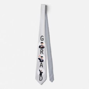 Graduation 3 Custom Photos Light Grey Tie