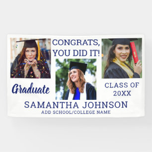 Graduation 3 Photo Blue  Congrats Graduate 2022  Banner