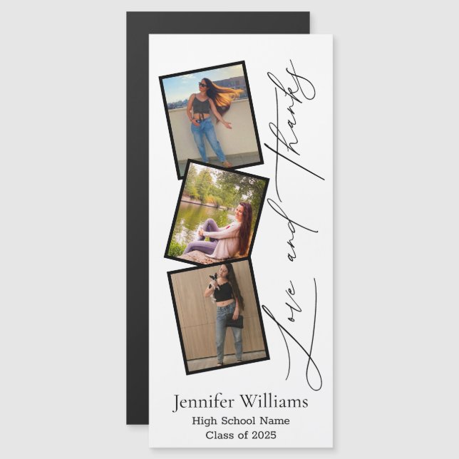  graduation 3 photo booth thank you magnet (Front/Back)