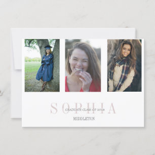 Graduation 3 Photo Modern Overlay Party Invitation