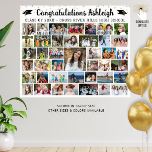 Graduation 41 Photo Collage Confetti Custom Colour Poster