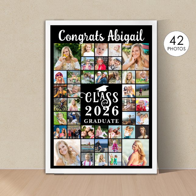 Graduation 42 Photo Collage Script Class Year Poster (Creator Uploaded)