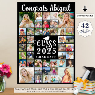 Graduation 42 Photo Collage Script Class Year Poster