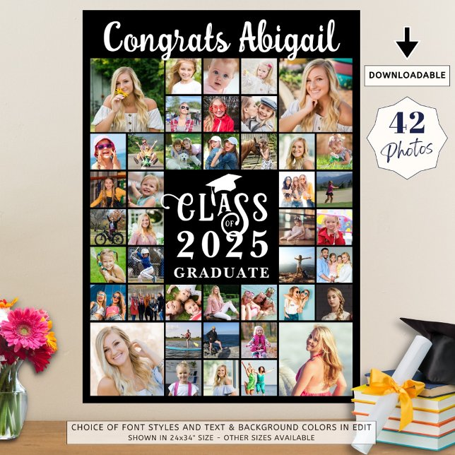 Graduation 42 Photo Collage Script Class Year Poster (Creator Uploaded)