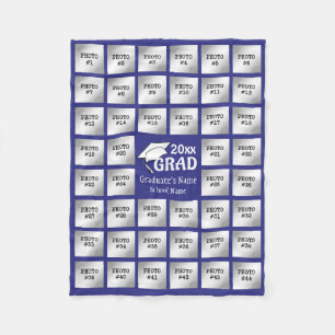 Graduation 44 Photo Collage (Editable PURPLE) Fleece Blanket