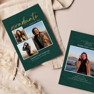 Graduation 4 Photo Collage Script Green Grad 2025 Announcement