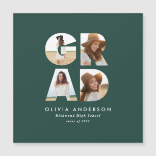 Graduation 4 photo modern announcement green