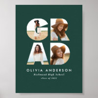 Graduation 4 photo modern announcement green 