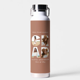 Graduation 4 photo modern personalised terracotta water bottle