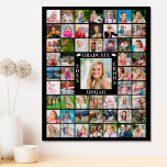 Graduation 55 Photo Collage Personalise Your Colou Faux Canvas Print<br><div class="desc">Create a graduation photo memory commemorative keepsake faux canvas print utilising this easy-to-upload photo collage template with 55 pictures of your graduate through the years in a 16x20" size. Personalise with your graduate's name, class year and school name abbreviation or mascot name along with the title GRADUATE and graduation caps...</div>