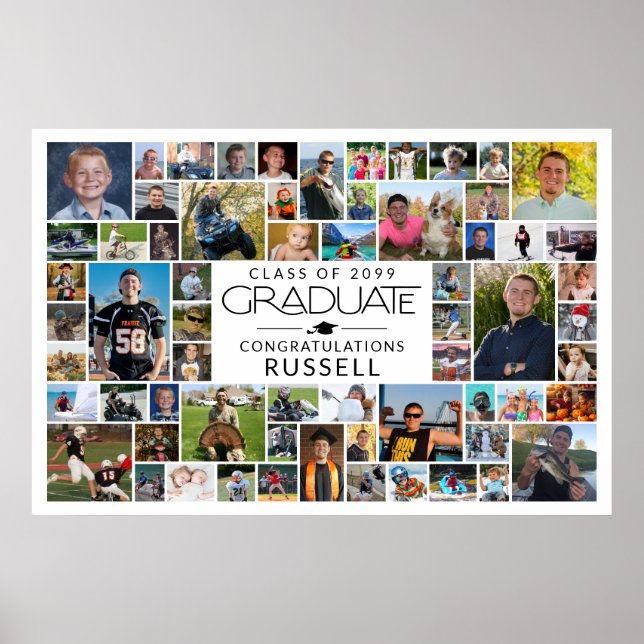 Graduation 64 Photo Memory Party Sign (Front)