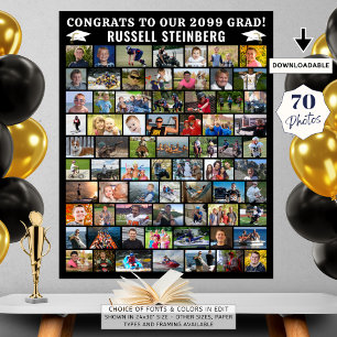 Graduation 70 Photo Collage Simple Custom Poster