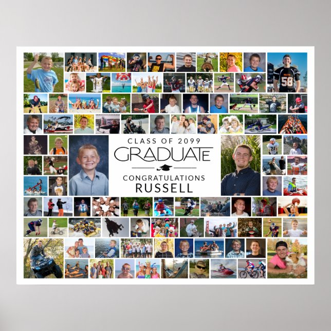 Graduation 94 Photo Collage Memory Display Poster (Front)