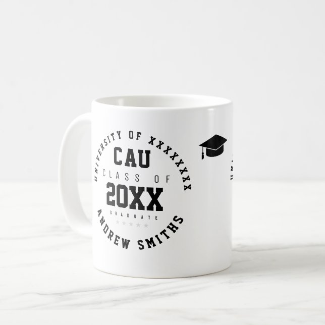 Graduation academic class year grad white mug (Front Left)