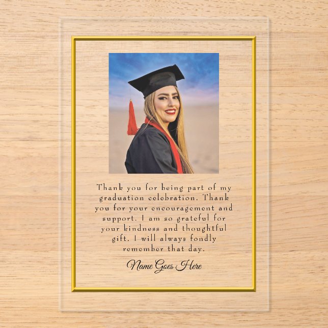 Graduation acrylic Thank You card with photo Invitations (Front)